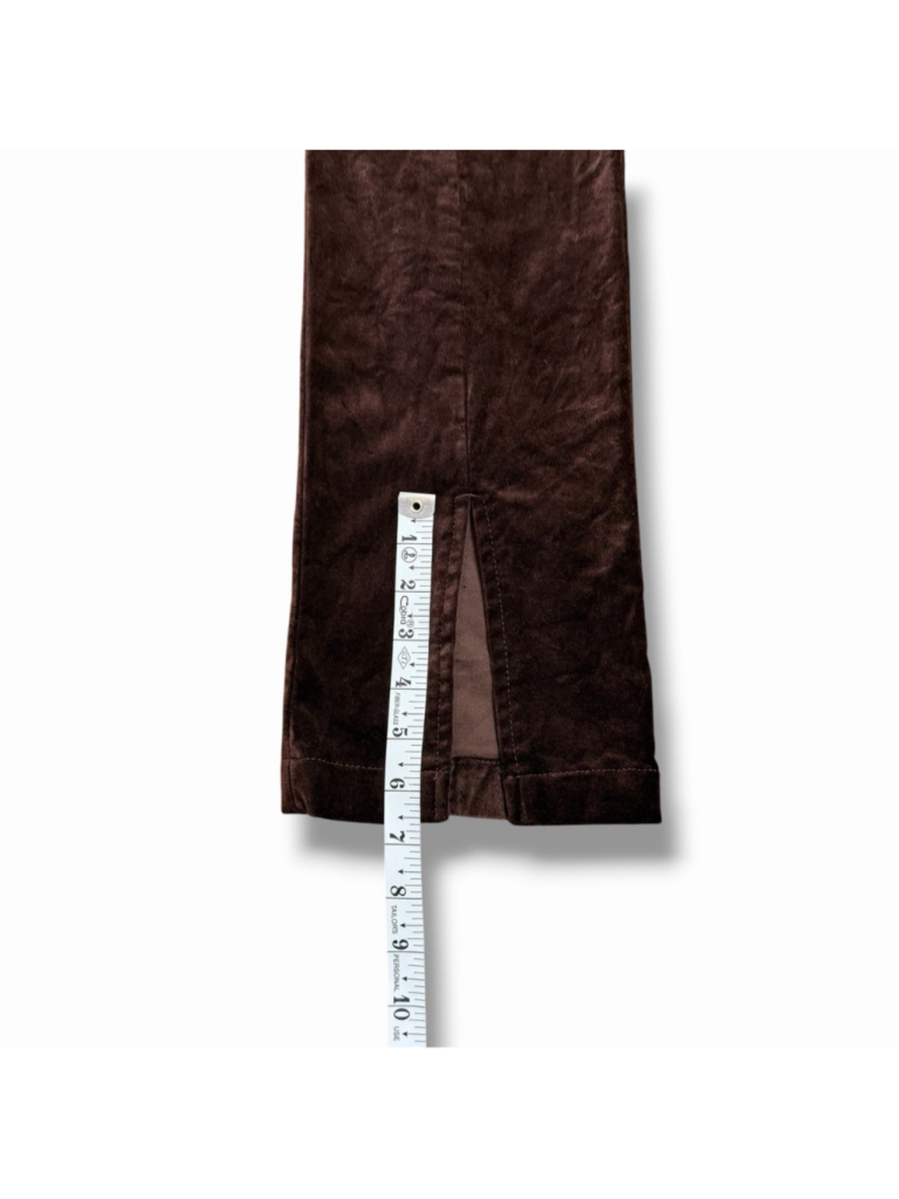 Anthropologie Maeve XSP High Rise Split Front Brown Velvet Skinny Pants NWOT - Picture 11 of 13